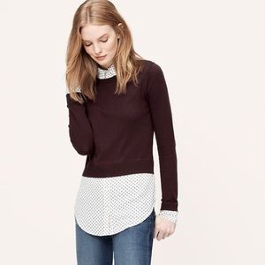 LOFT Feathered Two-In-One Layered Sweater